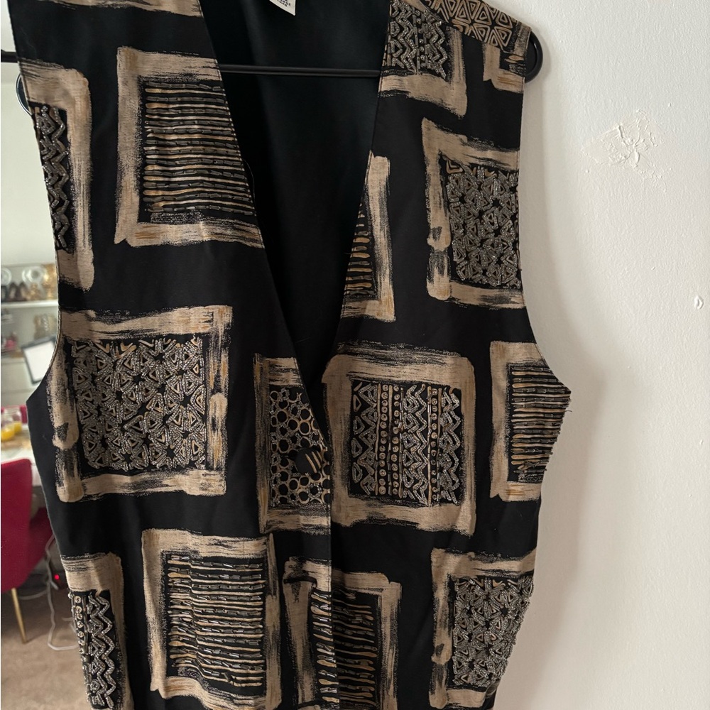 Black and Gold Patterned Women's Blazer